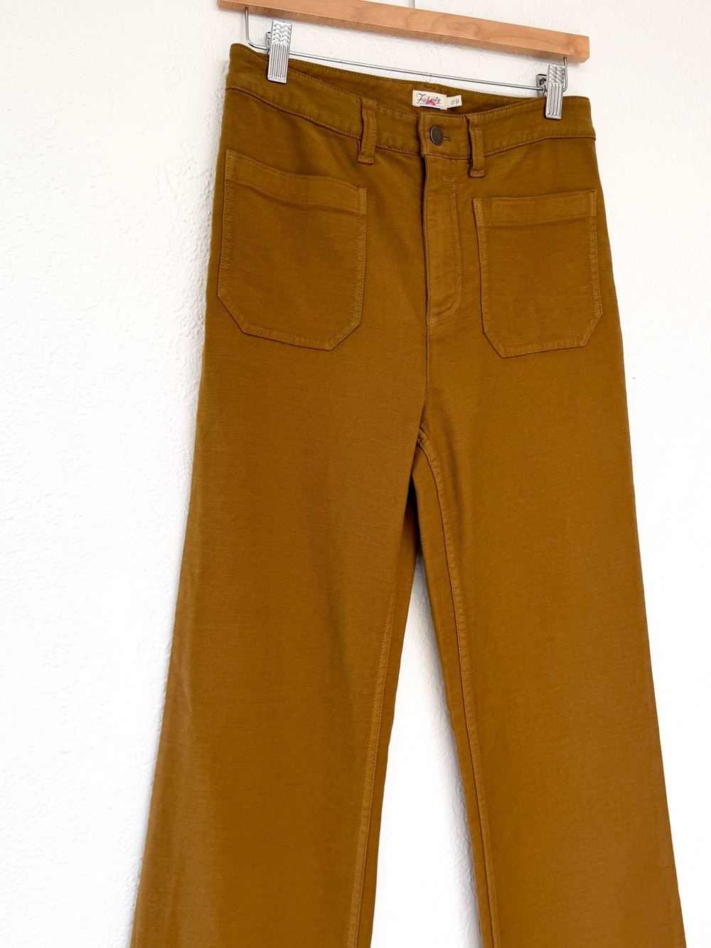 FAHERTY soft stretch flared pants / mustard high waist casual trousers / 27 - Picture 4 of 8